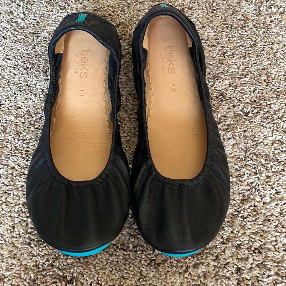 Tieks black flats size 10